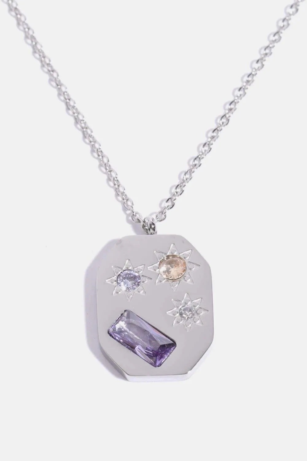 Inlaid Zircon Pendant Stainless Steel Necklace Necklaces - Tophatter Daily Deals