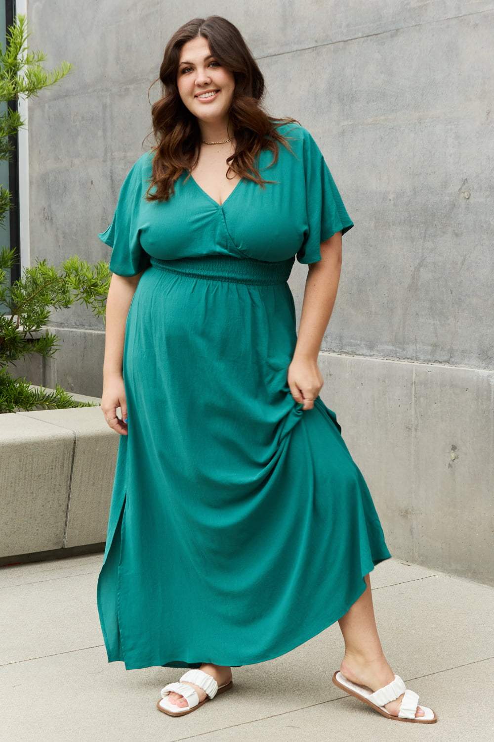 ODDI Full Size Woven Wrap Maxi Dress Turquoise Casual Dresses - Tophatter Daily Deals