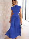 Cutout Mock Neck Sleeveless Ruched Dress Royal Blue Cocktail Dresses - Tophatter Daily Deals