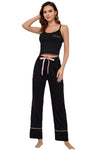 Contrast Trim Cropped Cami and Pants Loungewear Set Loungewear Sets - Tophatter Daily Deals