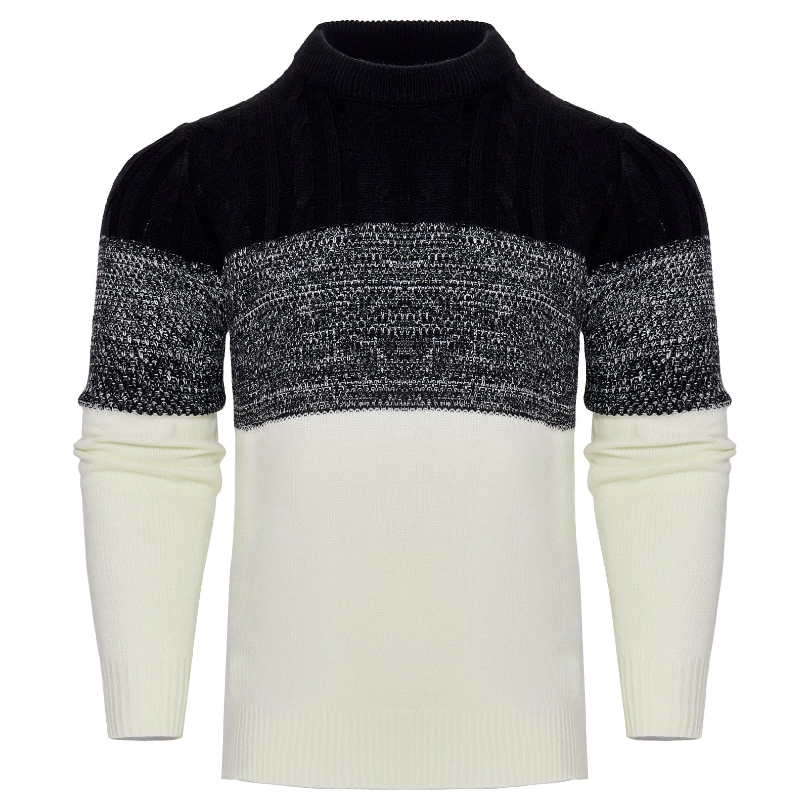 Warm Men's Pullover Sweater - Colorblock Cable Knit Fall 3D Changing Face Moving Picture Frame - Tophatter Daily Deals