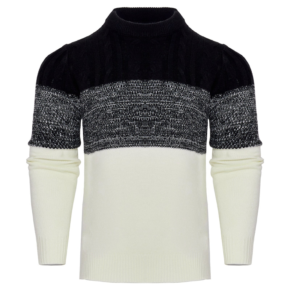 Warm Men's Pullover Sweater - Colorblock Cable Knit Fall 3D Changing Face Moving Picture Frame - Tophatter Daily Deals