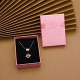 Bow Necklace Earrings Packaging Gift Box Pink7x9cm 0 - Tophatter Daily Deals