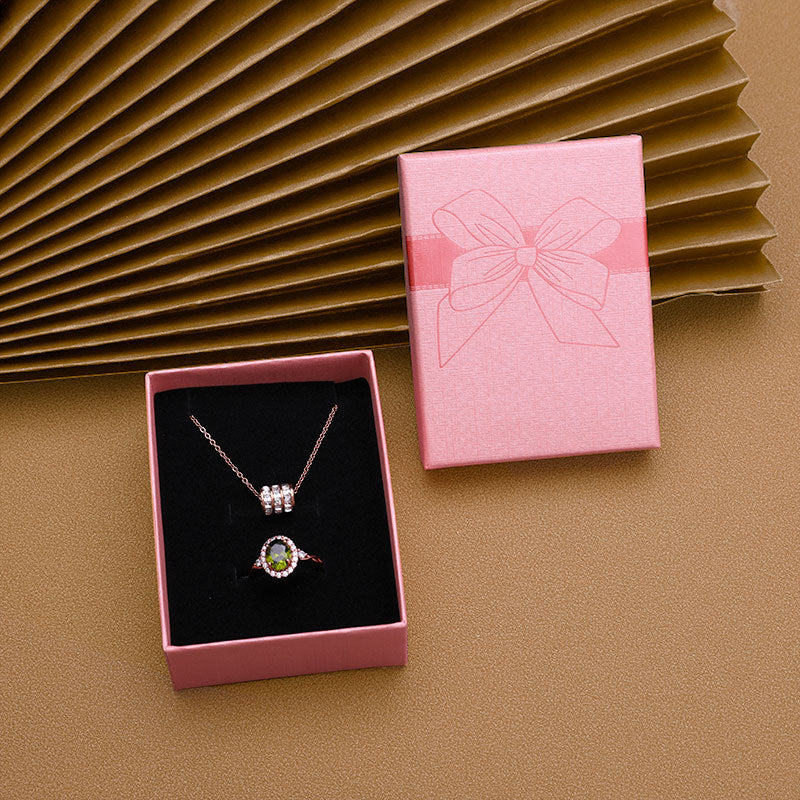 Bow Necklace Earrings Packaging Gift Box Pink7x9cm 0 - Tophatter Daily Deals