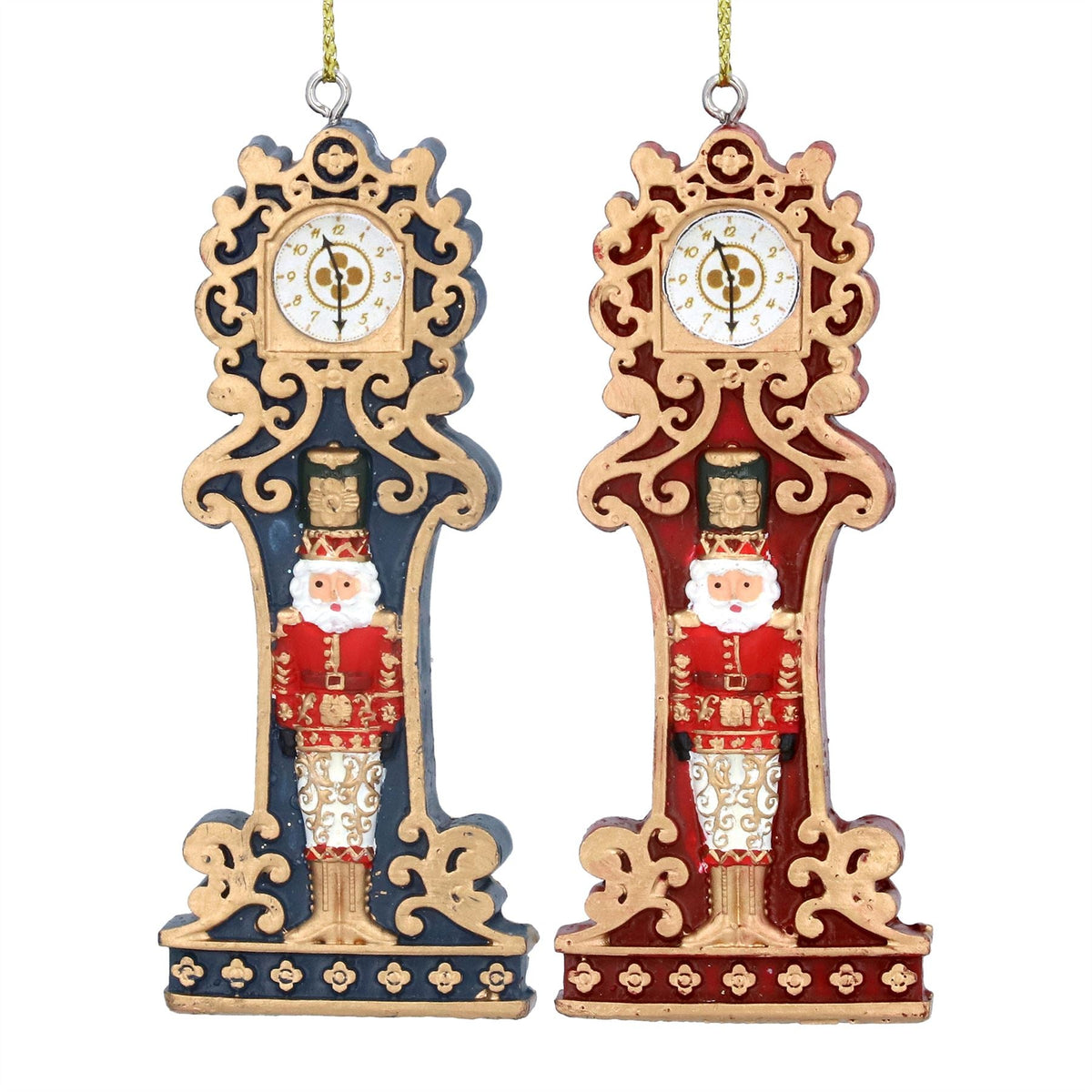 Clock with Nutcracker Christmas Bauble | Resin Christmas Tree Ornament - 9cm Baubles - Tophatter Daily Deals