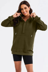 Drawstring Half Zip Hooded Dress Moss Casual Dresses - Tophatter Daily Deals