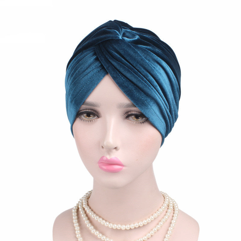 Autumn Winter Velvet Stretch Bandana Hat Kong Lan One size 0 - Tophatter Daily Deals