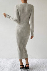Ribbed Surplice Long Sleeve Midi Dress Cocktail Dresses - Tophatter Daily Deals
