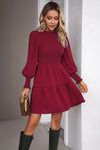 Smocked Lantern Sleeve Mini Dress Casual Dresses - Tophatter Daily Deals