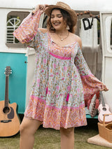Plus Size Printed Long Sleeve Mini Dress Casual Dresses - Tophatter Daily Deals