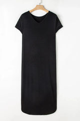 Slit Round Neck Short Sleeve Maxi Dress Casual Dresses - Tophatter Daily Deals