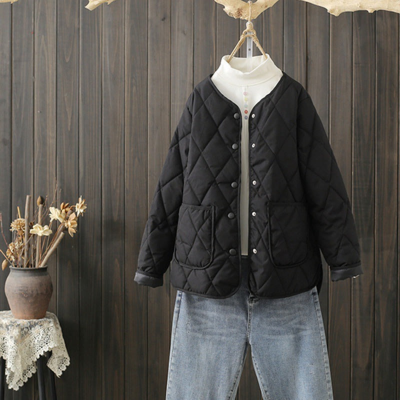 Lightweight Women’s Quilted Jacket - Button Front, Winter Black 3D Changing Face Moving Picture Frame - Tophatter Daily Deals