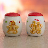 Christmas Gingerbread Salt & Pepper Shakers | White Ceramic Salt And Pepper Pots Salt and Pepper Shakers - Tophatter Daily Deals