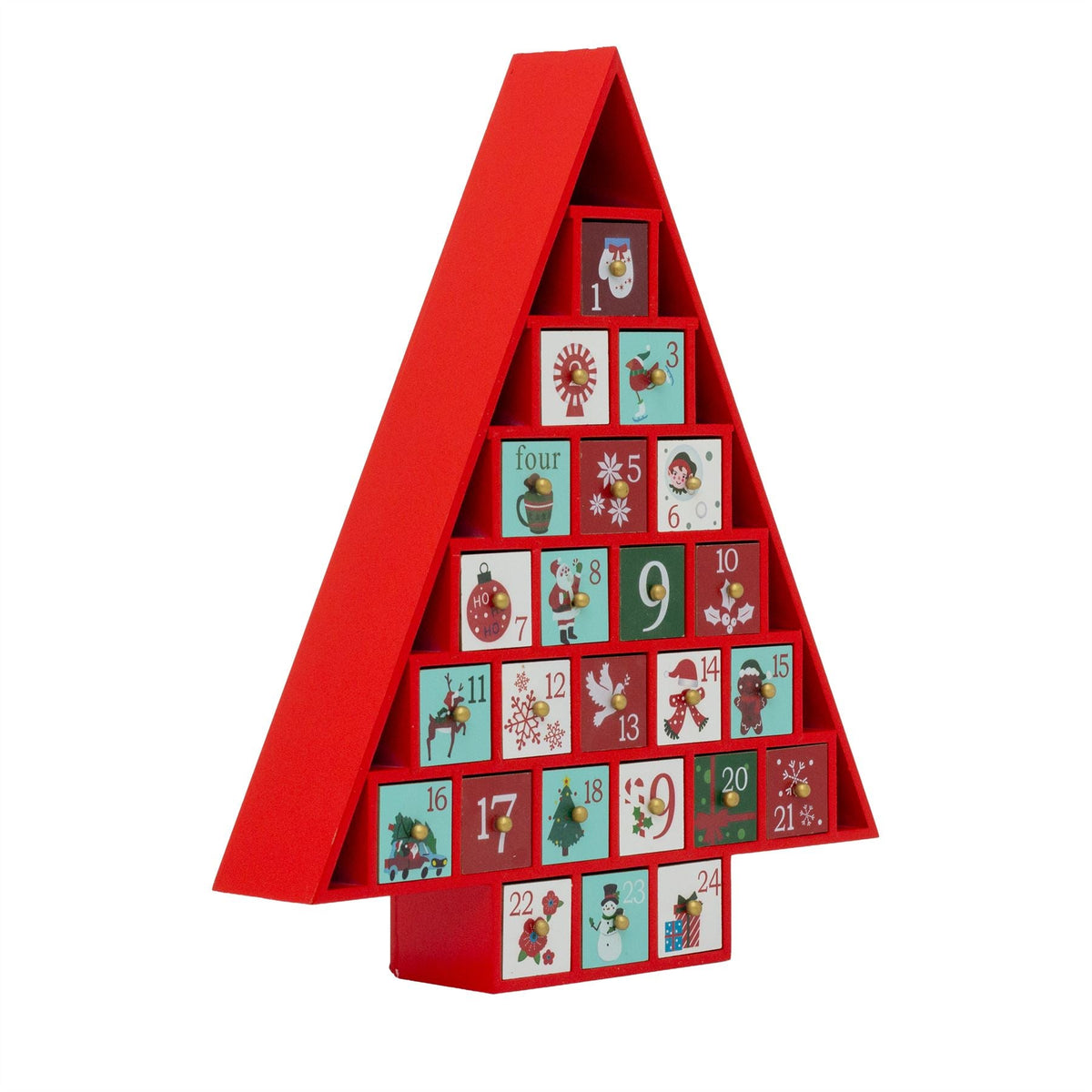 Red Wooden Christmas Tree Advent Calendar | Fill Your Own Advent Calendar Advent Calendar - Tophatter Daily Deals