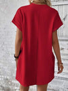 Pocketed Round Neck Short Sleeve Dress Casual Dresses - Tophatter Daily Deals