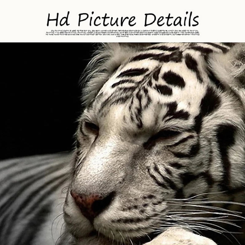 Black And White Tiger Canvas Animal Poster Home Decor 0 - Tophatter Daily Deals
