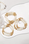 White 5pcs Pearl Beaded Bracelet Set Bracelets - Tophatter Daily Deals