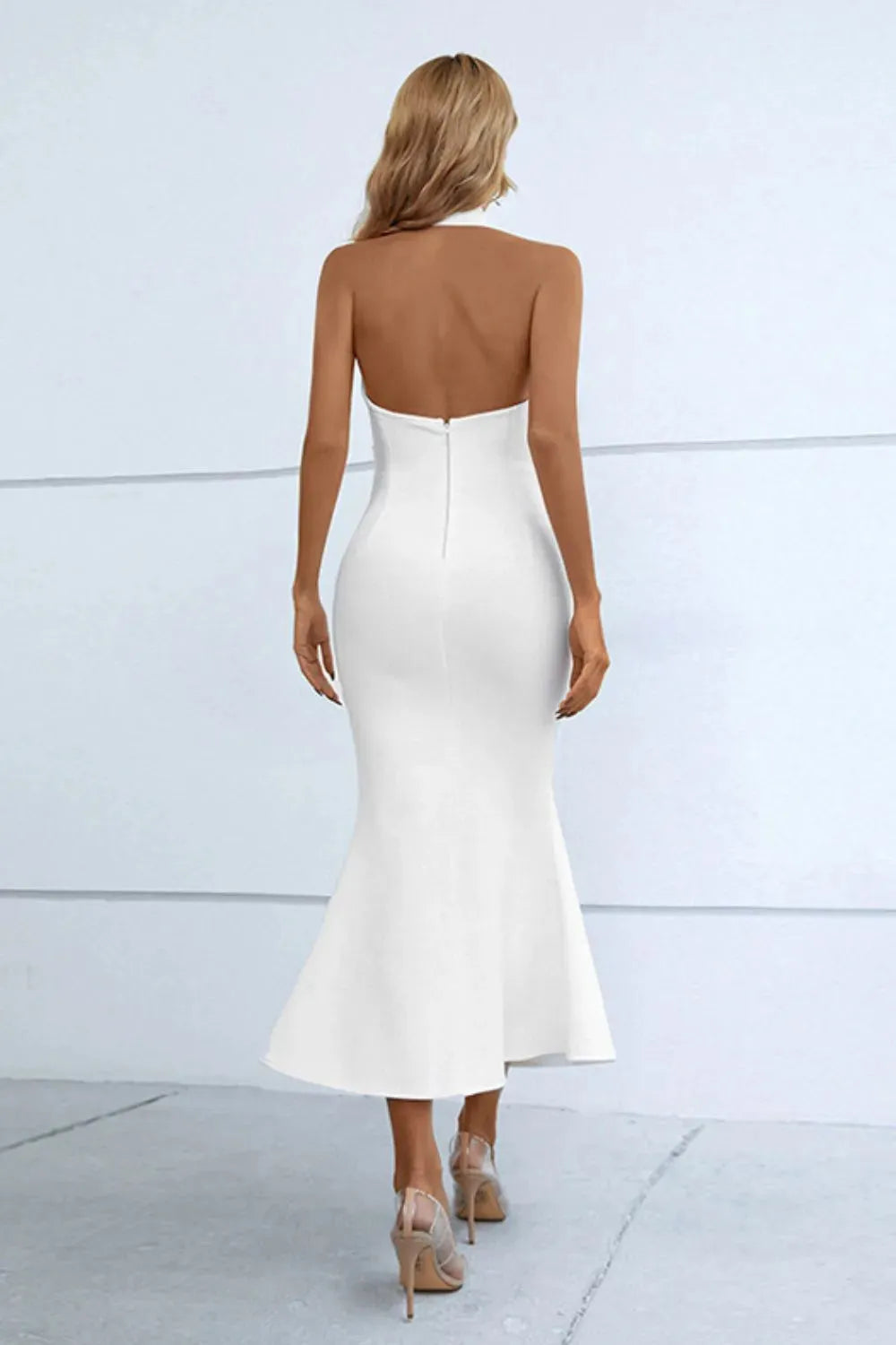 Halter Neck Split Fishtail Bodycon Dress Cocktail Dresses - Tophatter Daily Deals
