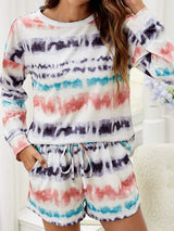 Tie-Dye Dropped Shoulder Lounge Set Multicolor Loungewear Sets - Tophatter Daily Deals