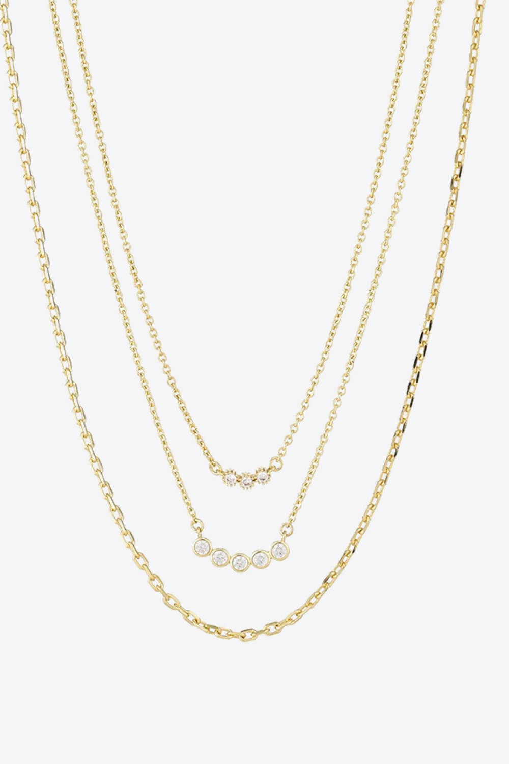 Zircon Chain-Link Necklace Three-Piece Set Necklaces - Tophatter Daily Deals