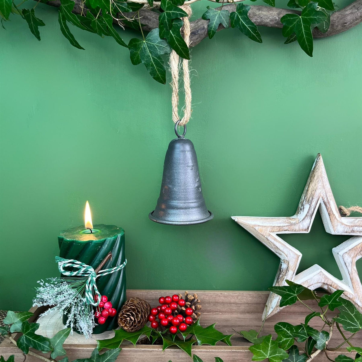 Metal Christmas Bell Rustic Tree Decorations | Embossed Xmas Hanging Bell | Festive Jingle Bell Hanging Decorations Tree Decoration - Tophatter Daily Deals
