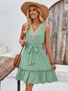 Tied Frill Sleeveless Mini Dress Casual Dresses - Tophatter Daily Deals