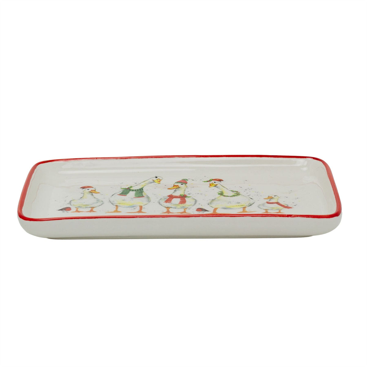 Christmas Quackers Ceramic Duck Plate | Festive Christmas Serving Dish 22x12cm Party Plates - Tophatter Daily Deals