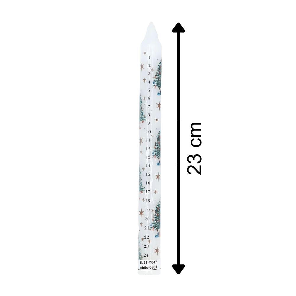 Nostalgic Christmas Tree Advent Candle | Festive Numbered Countdown Candle 23cm Advent Candle - Tophatter Daily Deals