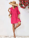 V-Neck Flare Sleeve Mini Dress Casual Dresses - Tophatter Daily Deals