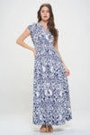 RENEE C Printed Smocked Waist Maxi Dress Casual Dresses - Tophatter Daily Deals