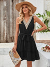 Tied Frill Sleeveless Mini Dress Black Casual Dresses - Tophatter Daily Deals