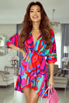 Printed Ruffled Mini Dress Multicolor Casual Dresses - Tophatter Daily Deals