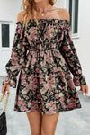 Floral Off-Shoulder Flounce Sleeve Dress Casual Dresses - Tophatter Daily Deals