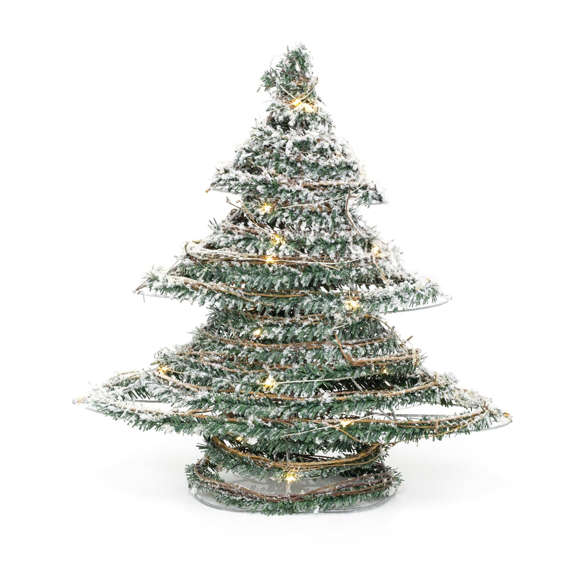 Snow Topped Mini Artificial Christmas Tree Light | Xmas Tree Decoration With 20 Led Lights Battery Operated | Christmas Tree Ornament - 40cm Ornament - Tophatter Daily Deals
