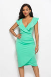 Ruched Ruffled Cap Sleeve Dress Tiffany Blue Cocktail Dresses - Tophatter Daily Deals