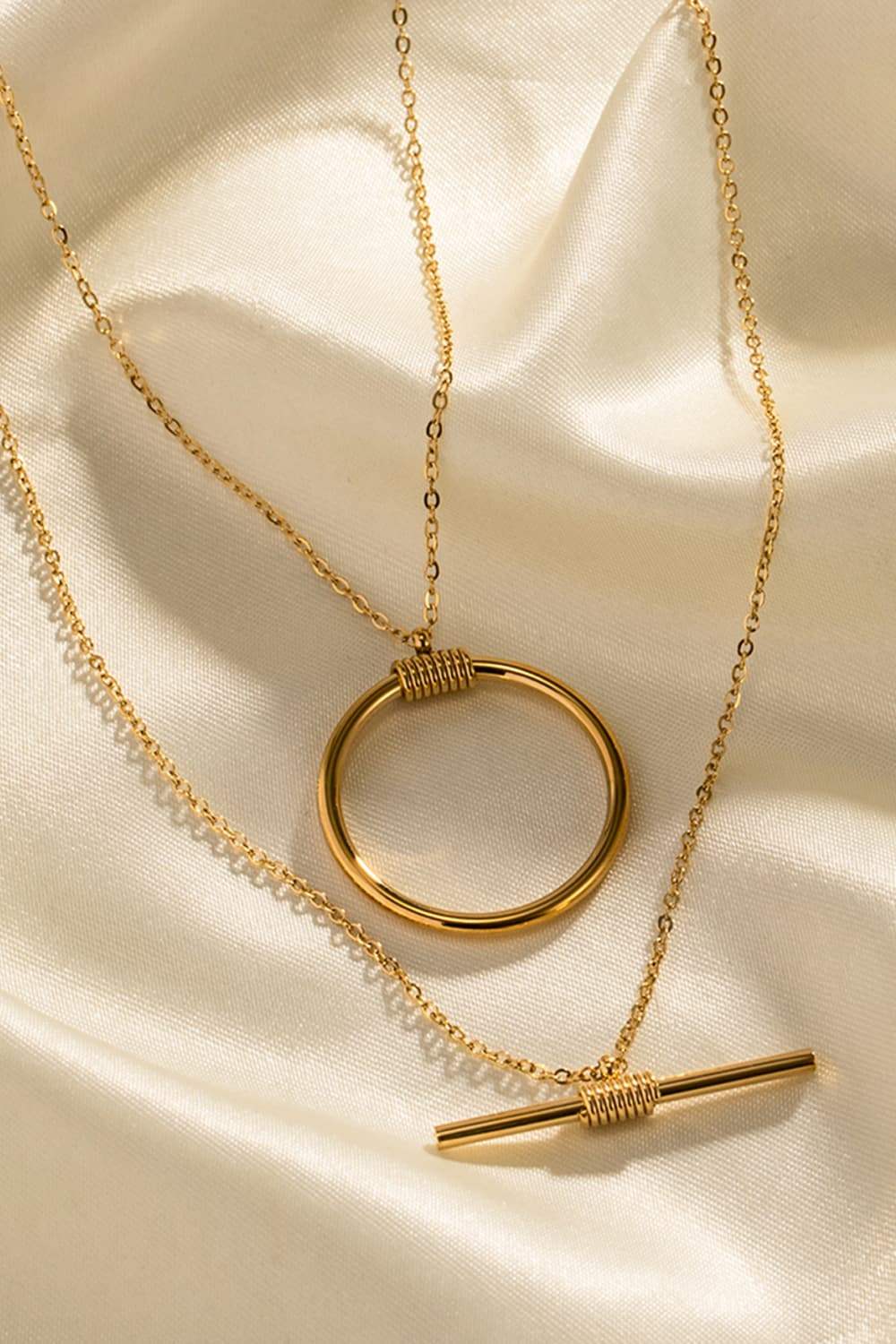 Double-Layered Stainless Steel Necklace Gold One Size Necklaces - Tophatter Daily Deals