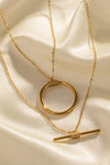 Double-Layered Stainless Steel Necklace Gold One Size Necklaces - Tophatter Daily Deals