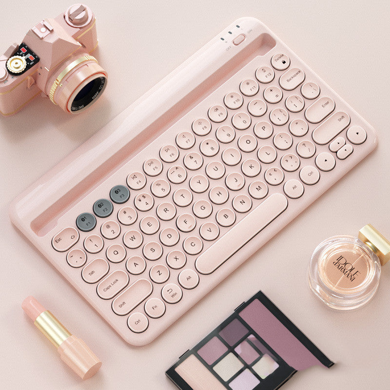 Bluetooth Keyboard Android Can Connect To Mobile Phone Tablet Notebook Mute Cute Pink USB 0 - Tophatter Daily Deals