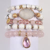 Women's Natural Pink Crystal Glass Crystal Cluster Bracelet Pink Bracelets - Tophatter Daily Deals