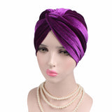 Autumn Winter Velvet Stretch Bandana Hat Purple One size 0 - Tophatter Daily Deals