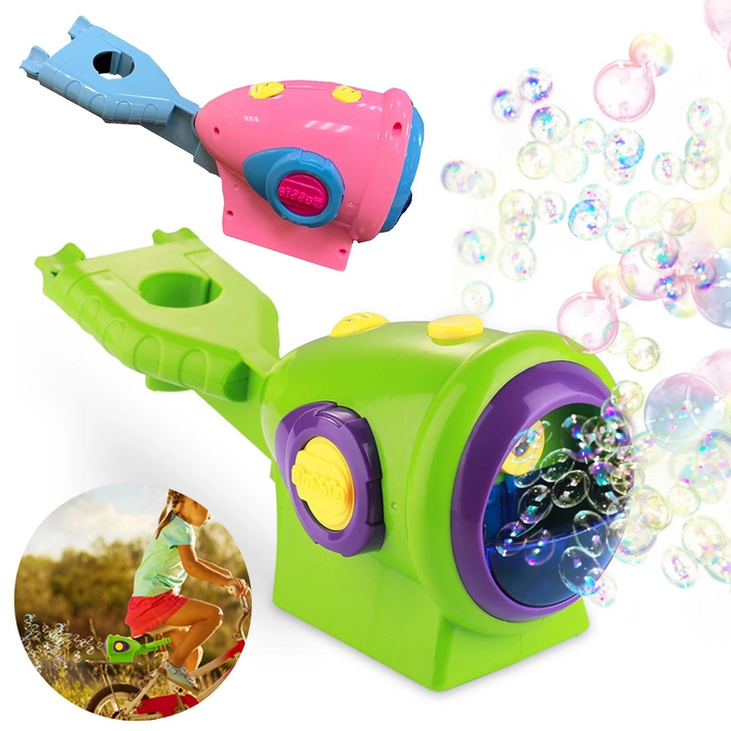 Bike Bubble Machine Automatic Bubble Machine Gun Soap Glow Bubble Blower Outdoor Kids Child Brinquedos Toy For Kids 0 - Tophatter Daily Deals
