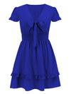 Tied V-Neck Tiered Mini Dress Casual Dresses - Tophatter Daily Deals