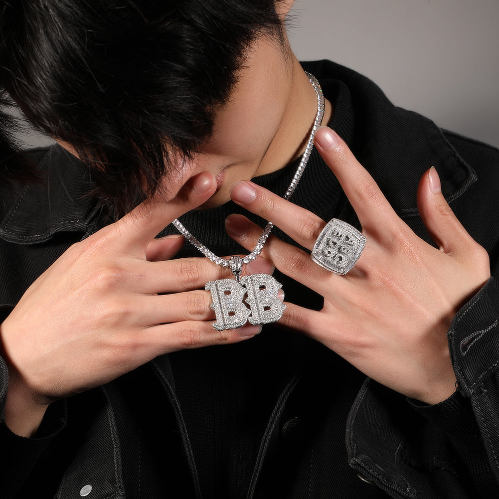 Alphabet Necklace Hip Hop Full Of Diamonds With Spiked Rock Candy Letters 7 - Tophatter Daily Deals