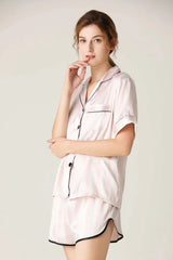 Lapel Collar Shirt and Shorts Lounge Set Loungewear Sets - Tophatter Daily Deals