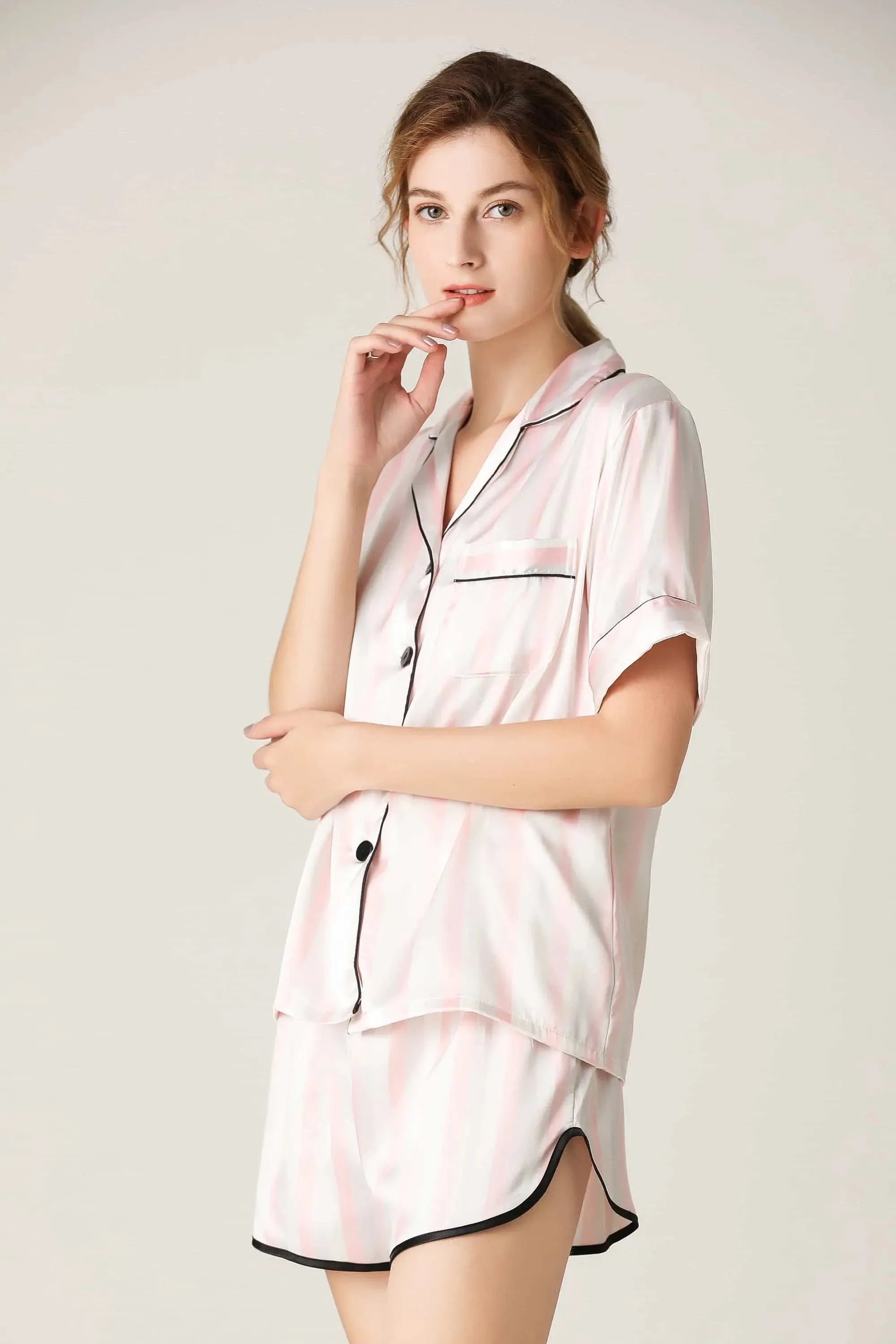 Lapel Collar Shirt and Shorts Lounge Set Loungewear Sets - Tophatter Daily Deals