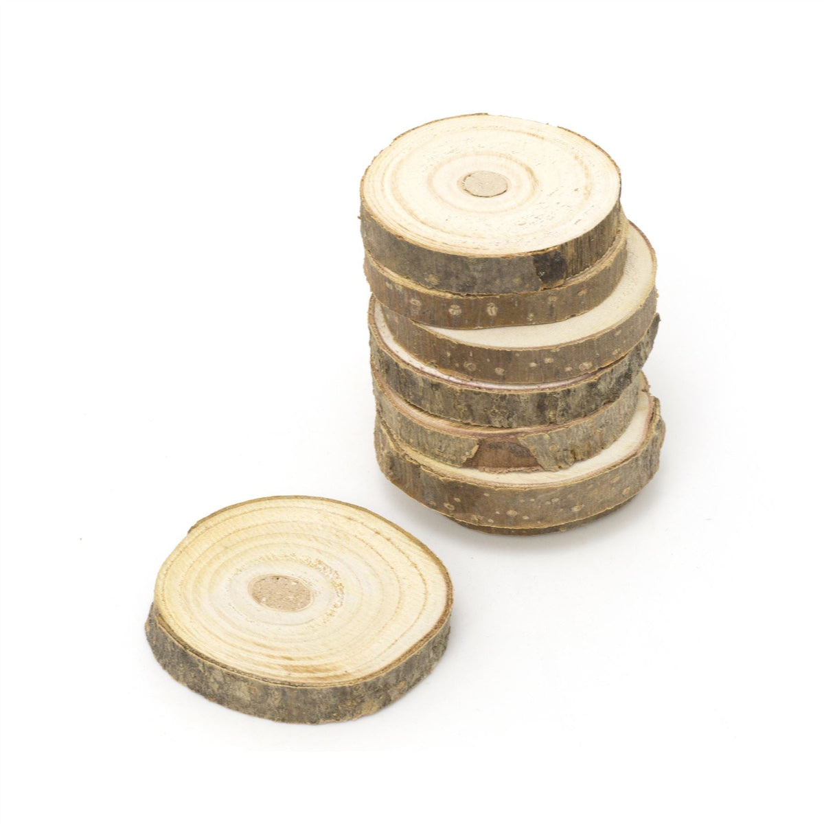 Set of 8 Wood Slices Coasters | Rustic Wedding Decorations Candle Stand | Tree Log Slices Drinks Coasters - 6-8 cm Coaster - Tophatter Daily Deals
