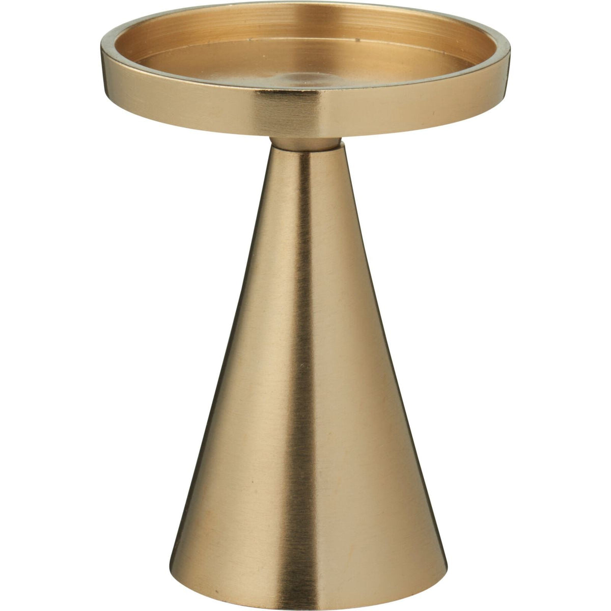 Gold Metal Candle Holder for Pillar Candles | Modern Brass Effect Candlestick Candle Holder - Tophatter Daily Deals