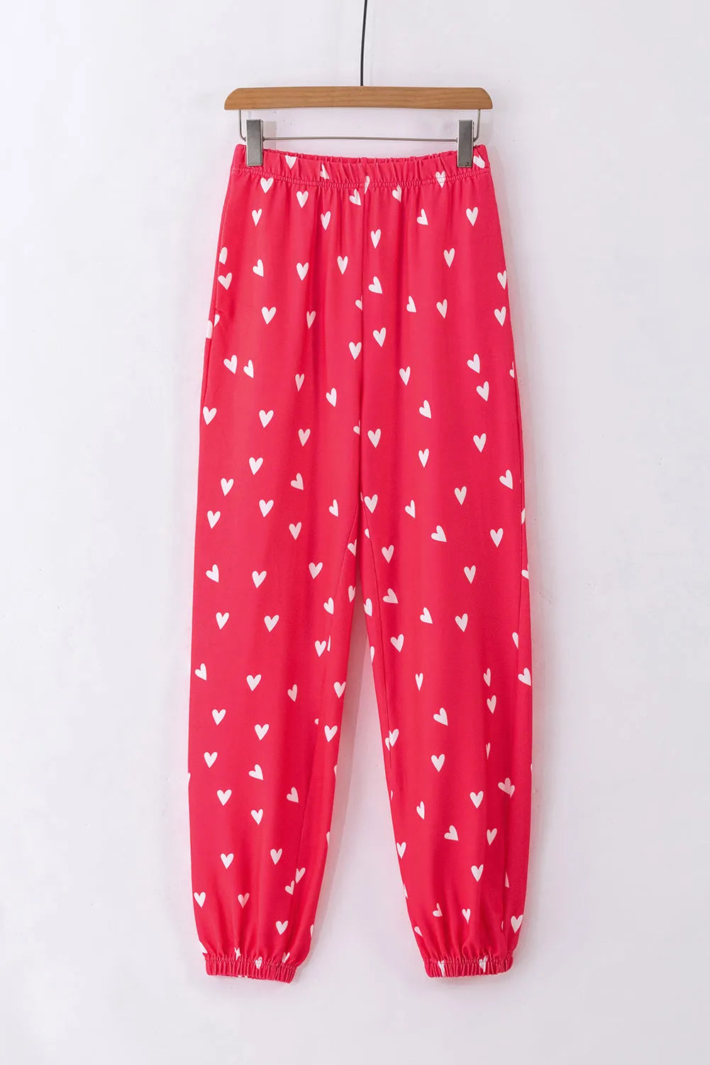 Fiery Red Valentines Heart Print Pants Set Loungewear & Sleepwear/Sleepwear - Tophatter Daily Deals