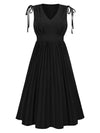 Pleated V-Neck Sleeveless Midi Dress Casual Dresses - Tophatter Daily Deals