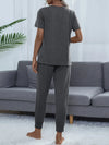 Round Neck Short Sleeve Top and Pants Set Loungewear Sets - Tophatter Daily Deals